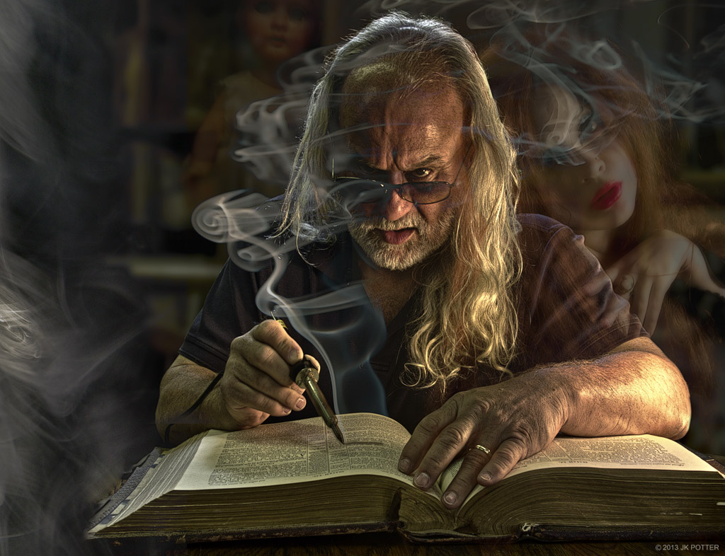 Bible Repairman, Illustration by JK Potter for Tim Powers book published by Subterranean Press