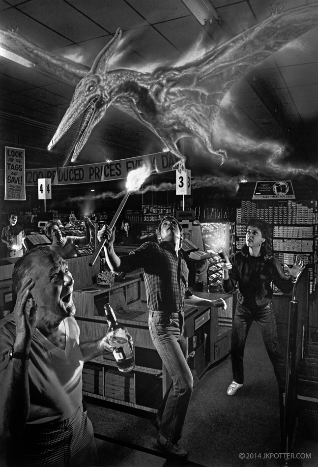 Illustration by JK Potter for Stephen King, Skeleton Crew, horror, grotesque, macabre, weird, supernatural, surreal, Scream/Press, The Mist