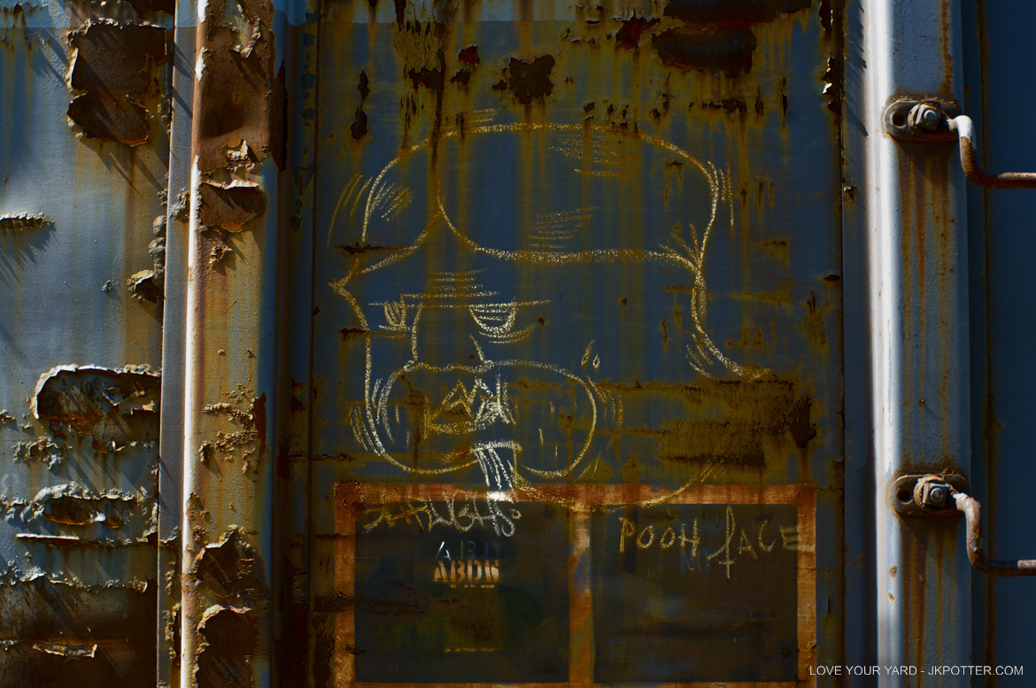 shrughs, pooh face, tags, graffiti, boxcar, train, boxcar tags, railroad graffiti, freight train graffiti, rail art, rail graffiti, boxcar, freight, moniker